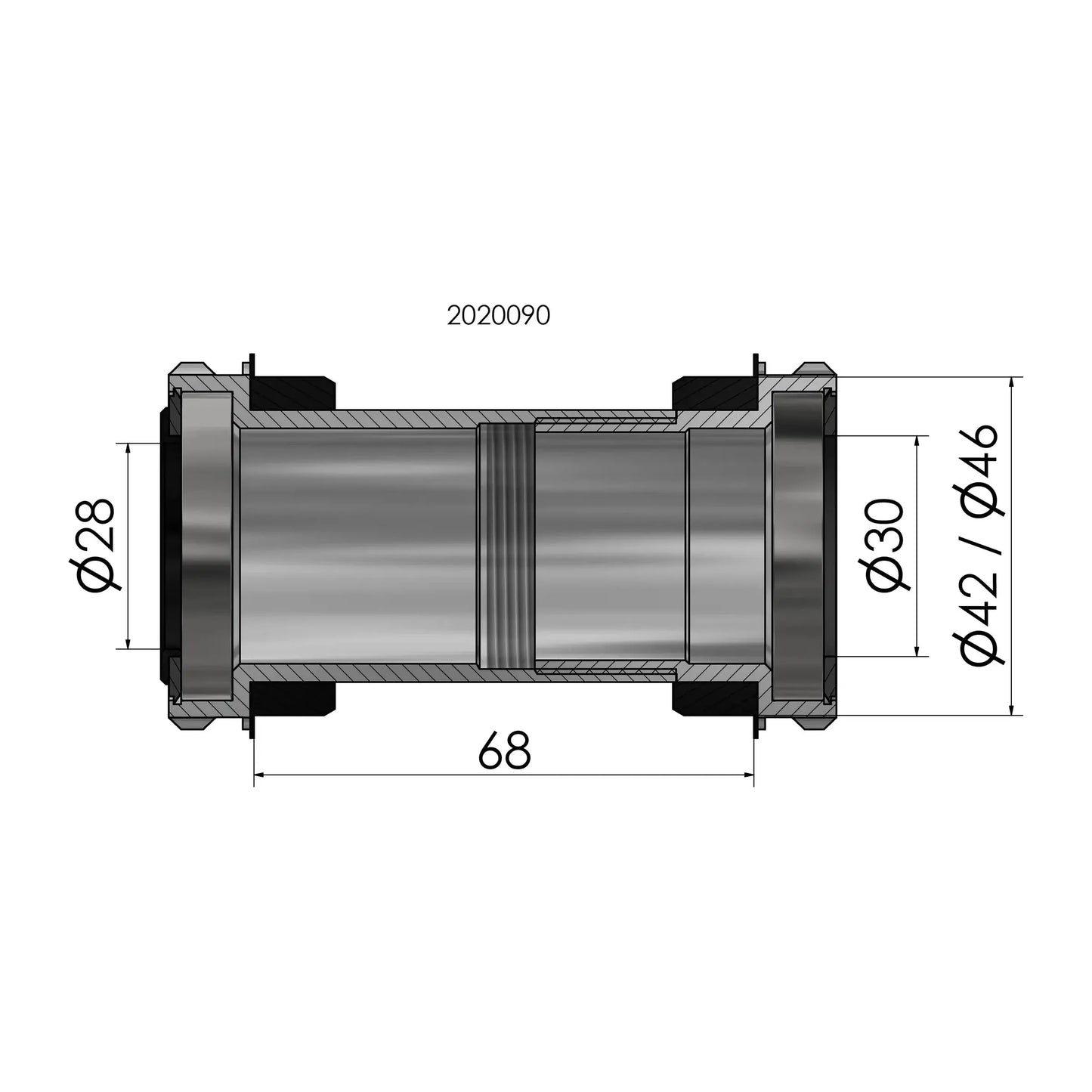 Elvedes Twist Fit Trapas Voor Bb30 / Pf30 Praxis Road / Mtb 42 X 68-73 Mm