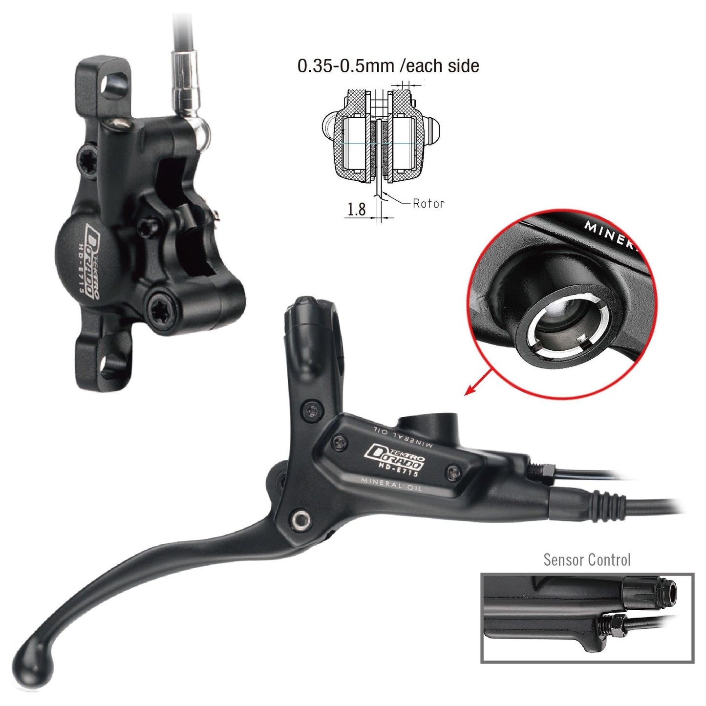 Tektro Hydraulische Schijfremset Hd-E715 Dorado - Rechts Met 1800 Mm Leiding