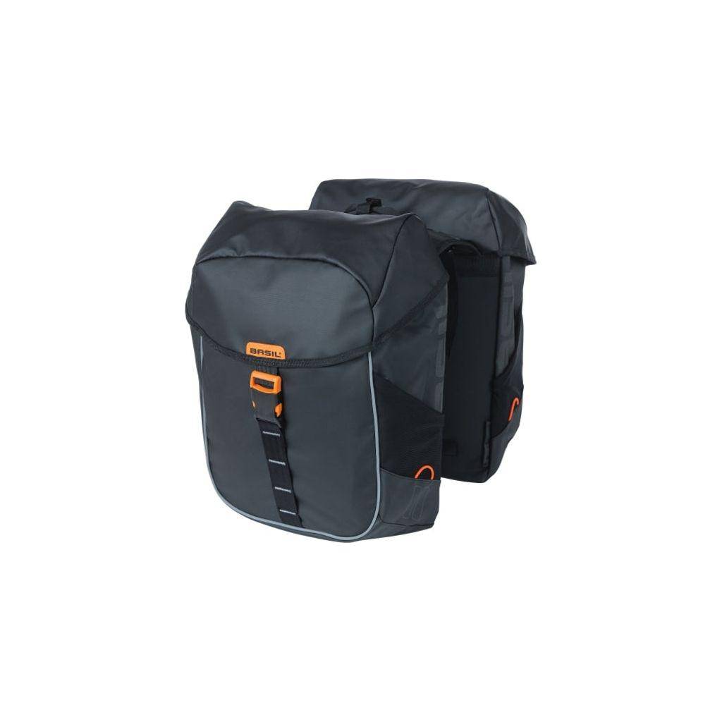 Dubbele Fietstas Basil Miles Black/Orange 34 Liter - Le Coq Wielerartikelen