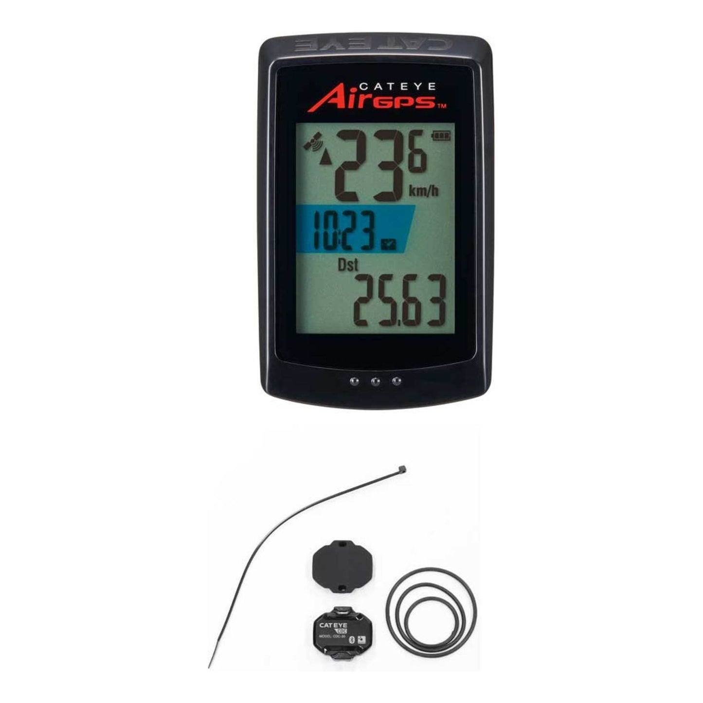 Fietscomputer Cateye Airgps Cc-Gps100 Incl. Cdc Sensor Kit Zwart