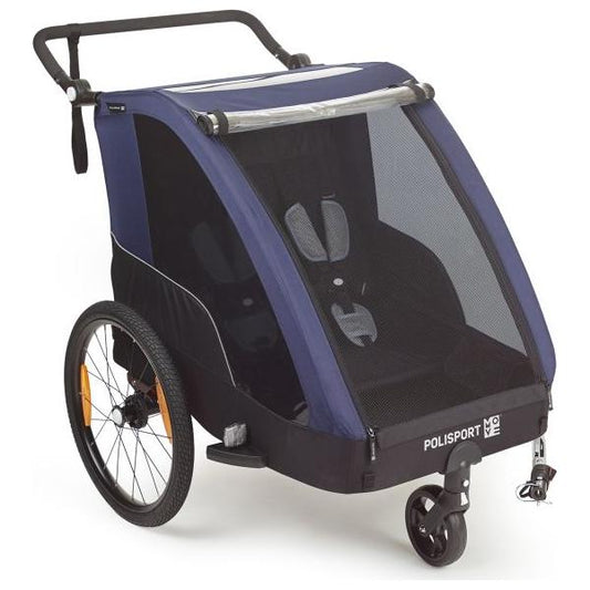 Polisport Kindertrailer Met Wandelkit - Grijs/Blauw